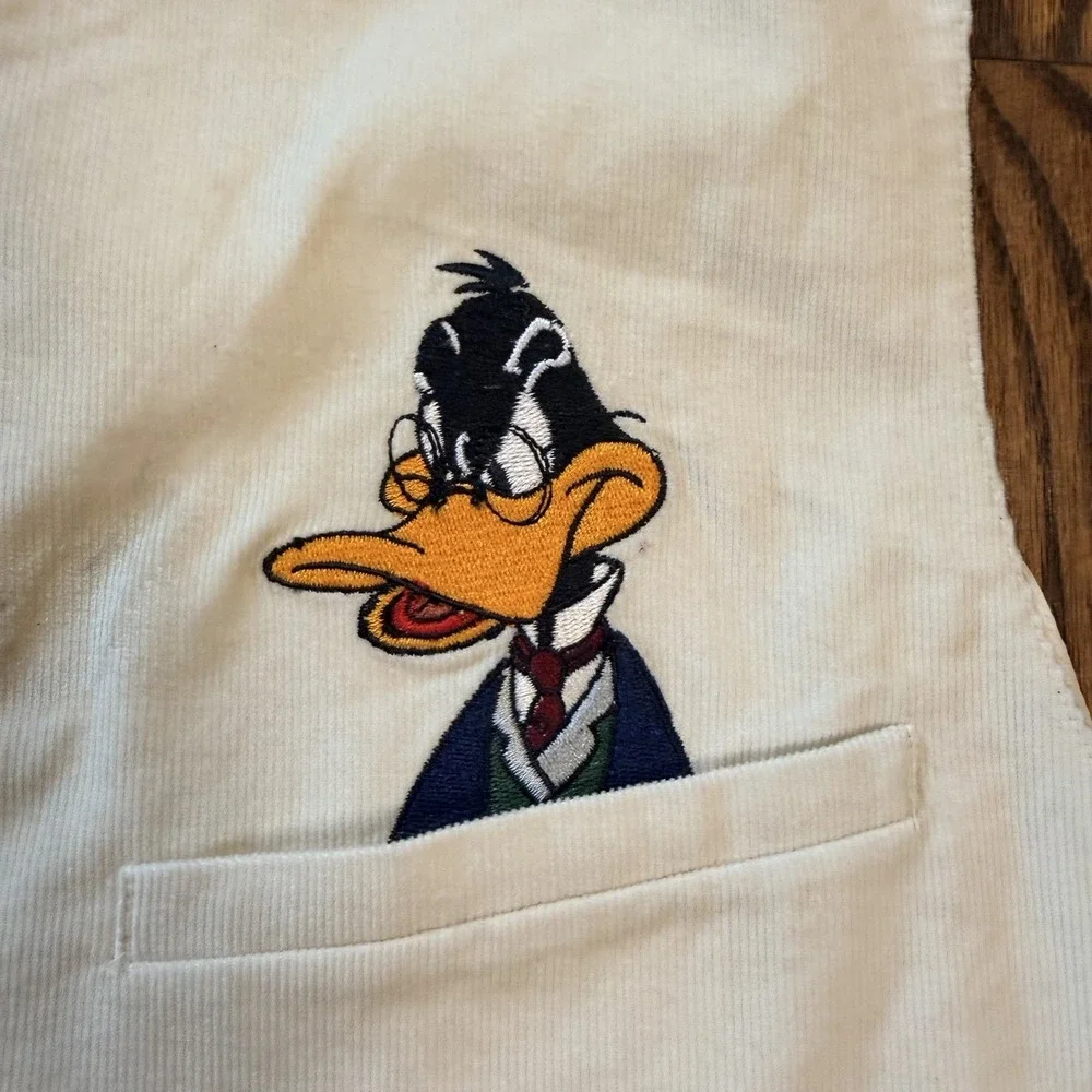 Unisex Bugs Bunny Daffy Duck Vintage Vest Embroidered‎ 1993 Looney Tunes XL